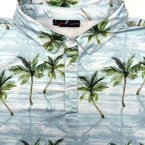 Yatta Golf Men's‎ Short Sleeve Small Palm Trees Floral Stretch Golf Polo Shirt